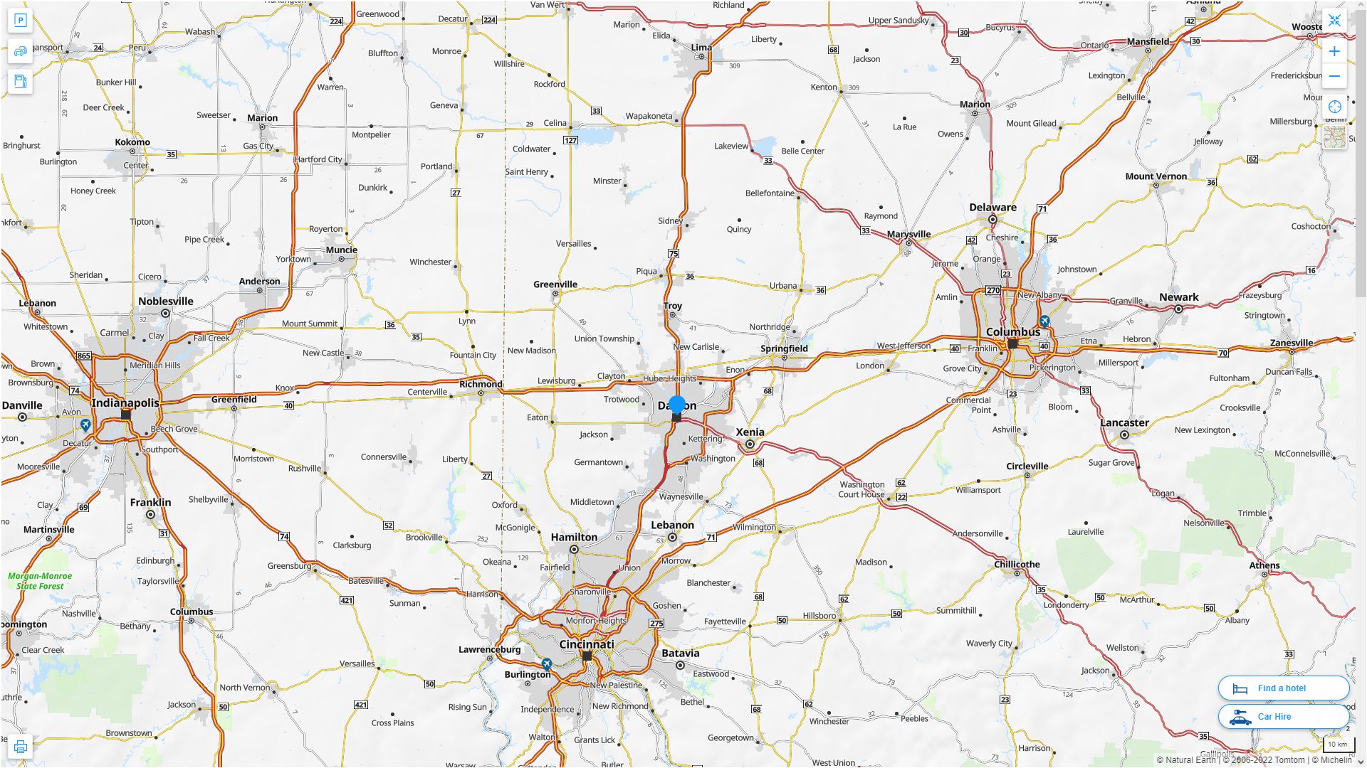 Dayton Ohio Highway and Road Map